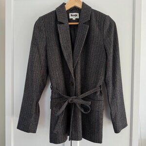 Rouje Gaspard Herringbone Belted Suit Jacket - Size FR 36